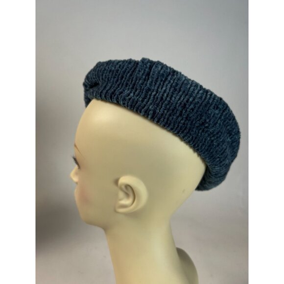 Vintage Miss Alice Beret Hat For Neiman Marcus Womens Knit Velvet In Deep Blue - Picture 3 of 7